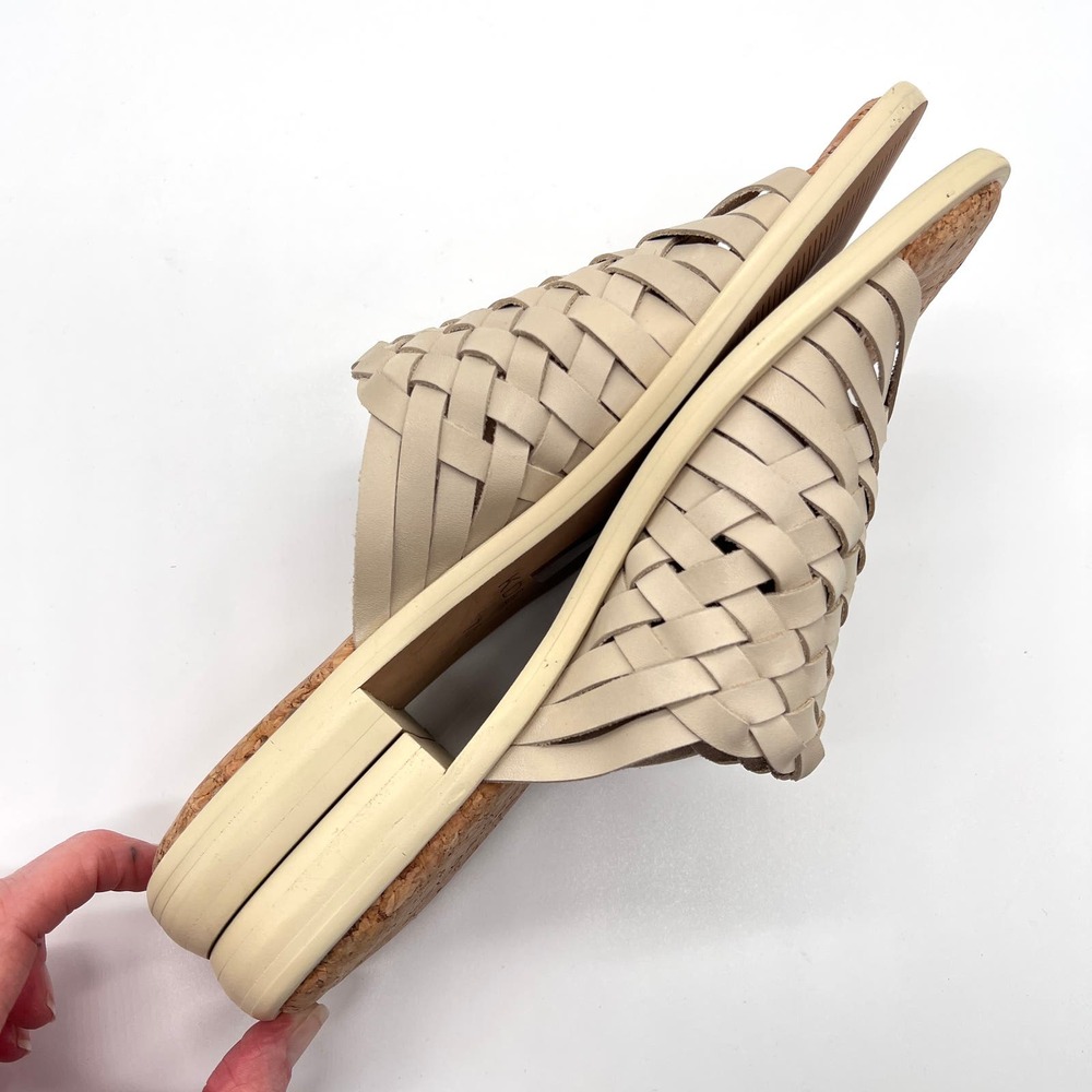 KELSI DAGGER Tide Woven Flat Slide Sandal Womens 7.5 Cream Comfort Cork Footbed - Picture 6 of 10